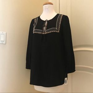 NWT Old Navy  Black boho style embroidered top